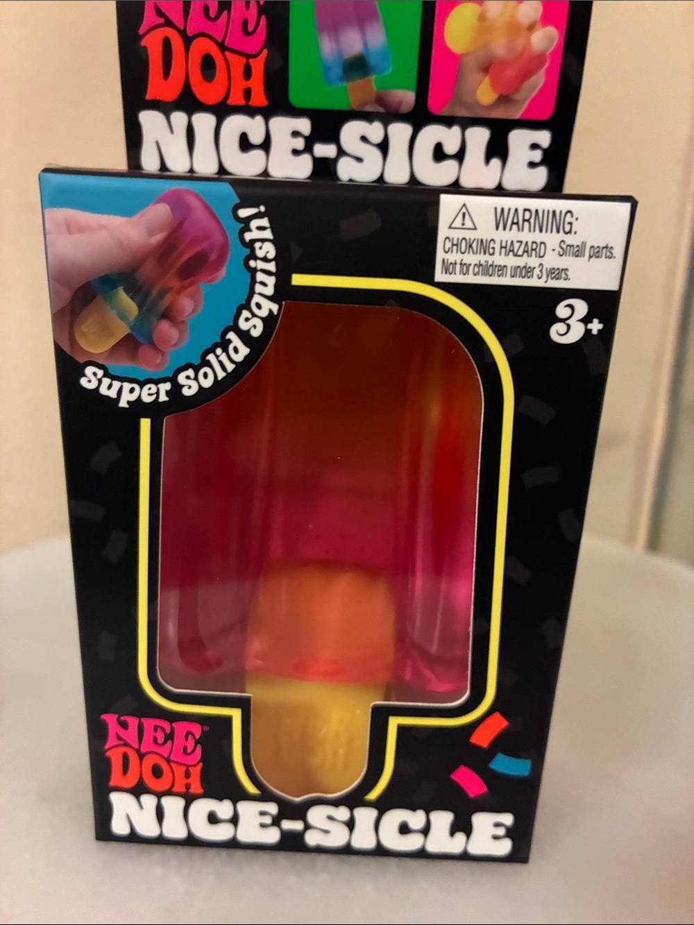Needoh Nice-Sicle Super Solid Squish 100% Authentic Pink & Orange Squishy